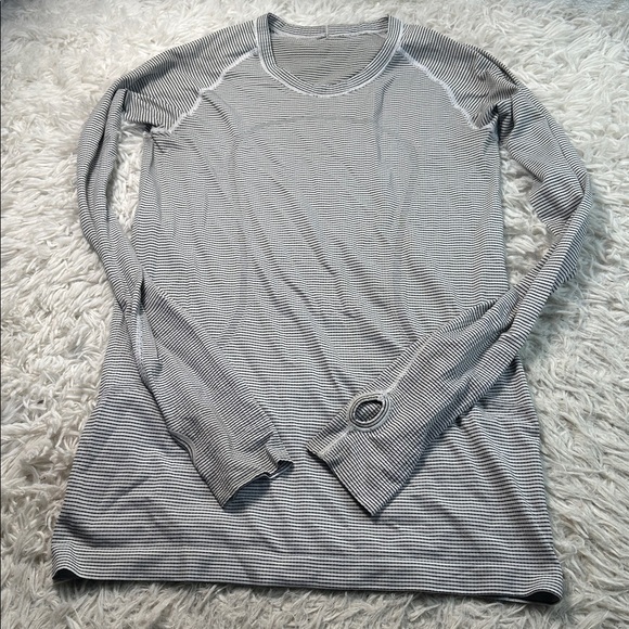 Lululemon Run: Swiftly Tech Long Sleeve *Stripe White - Picture 1 of 6